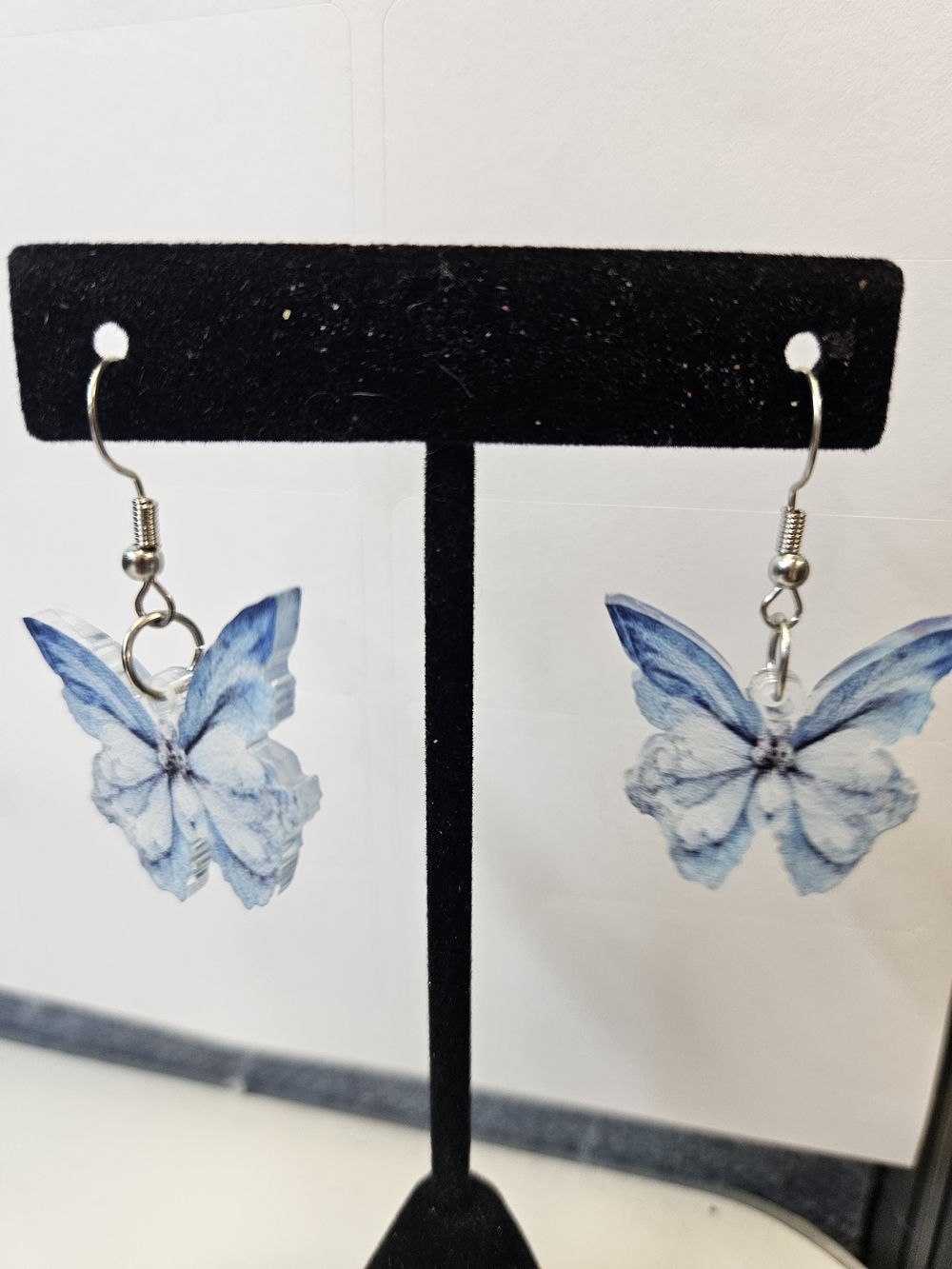Blue Butterfly Dangle Earrings - Delicate Blue Wings